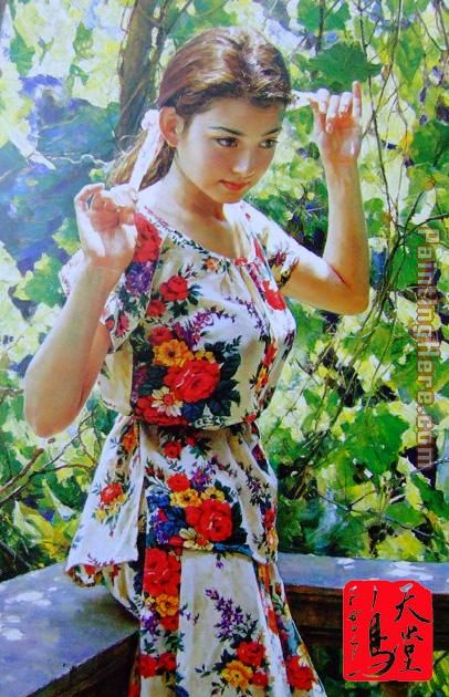 young girl painting - Guan zeju young girl art painting